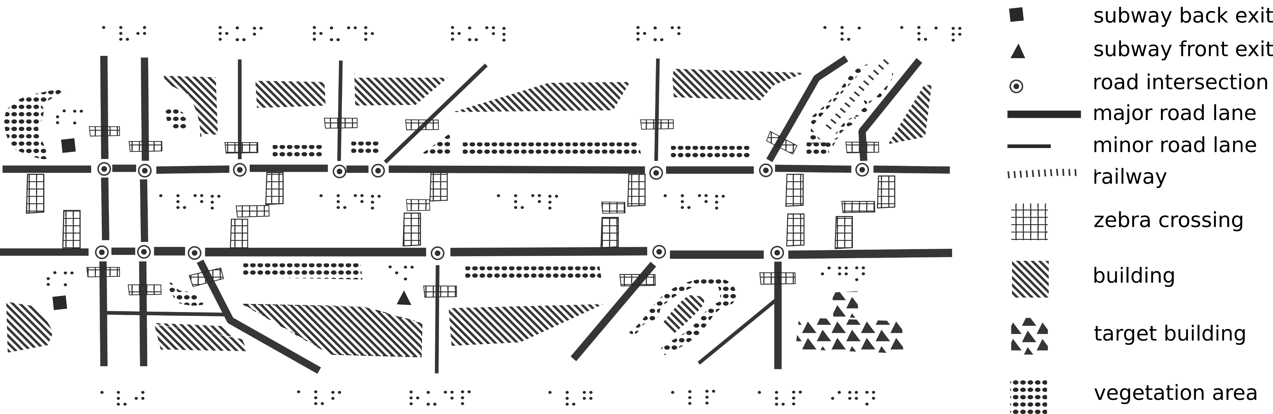 Carte en noir et blanc pour impression en relief, représentant le trajet entre un arrêt de métro et l'IGN
